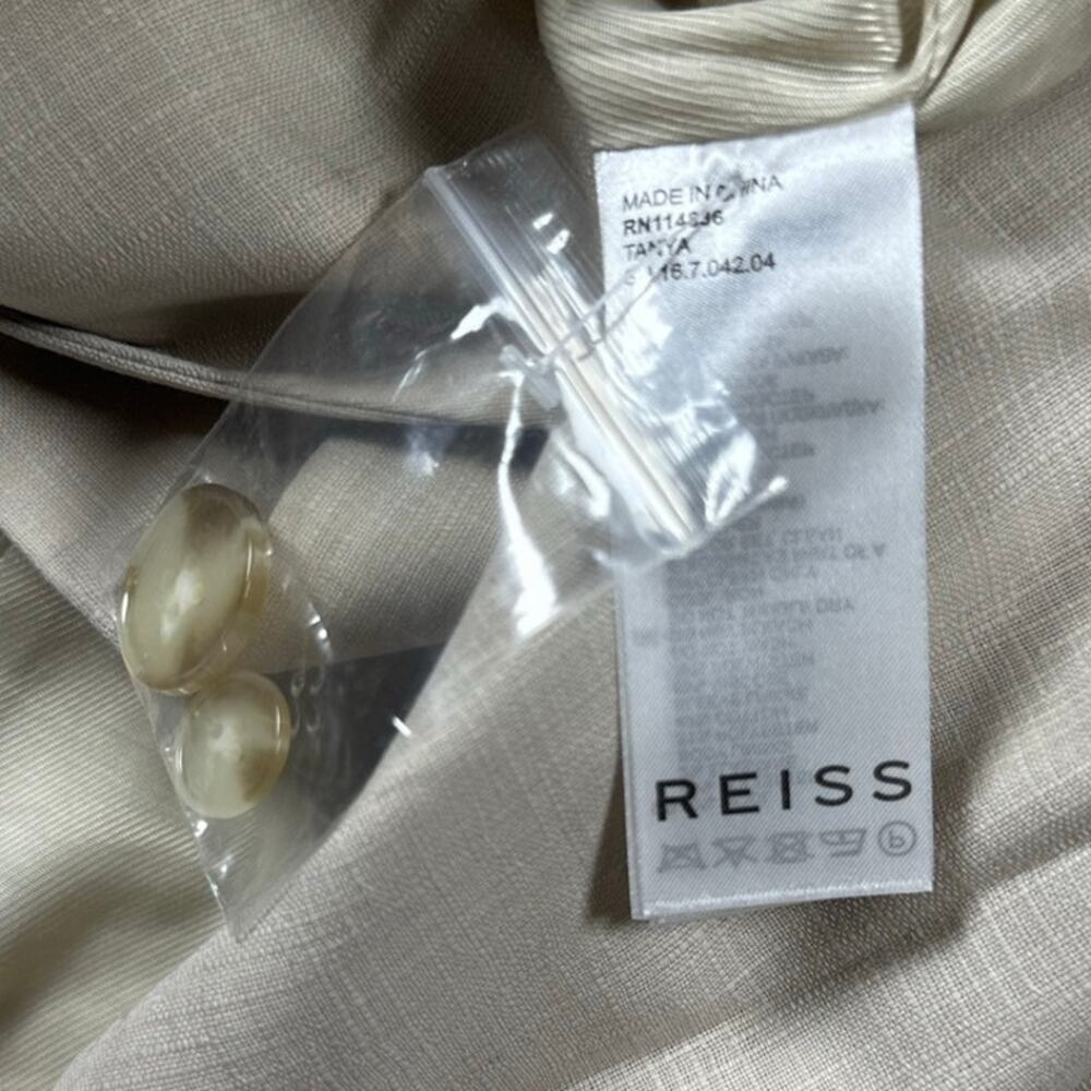 Reiss Wool Blend Blazer Jacket Women's Size 10 Beige Single Breasted Peak Lapel - Picture 7 of 8